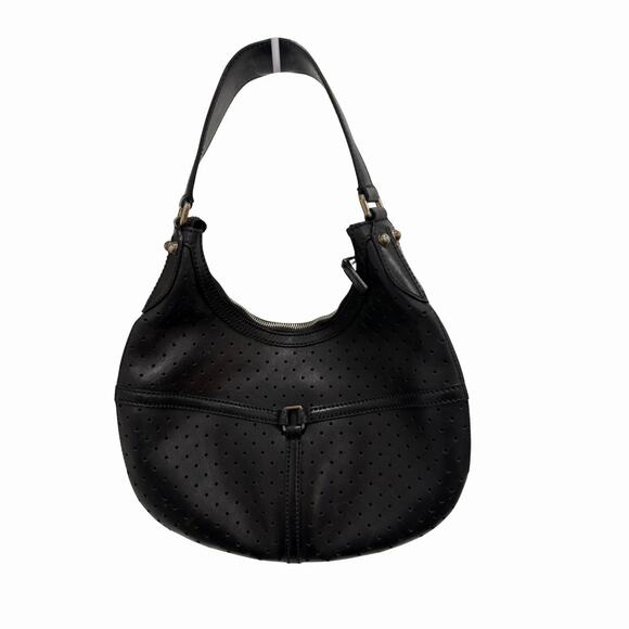 Gucci Reins Hobo Bag Black Perforated Leather GG Interlocking Accent - Picture 2 of 4